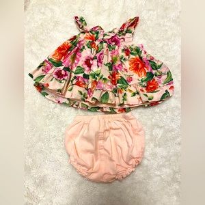 Janie and Jack baby floral dress. Size 0-3 months. Color: pink floral